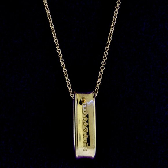 Tiffany & Co. 925 Sterling Silver 1837 Oval Loop Ring Chain Necklace 16" - Picture 7 of 10